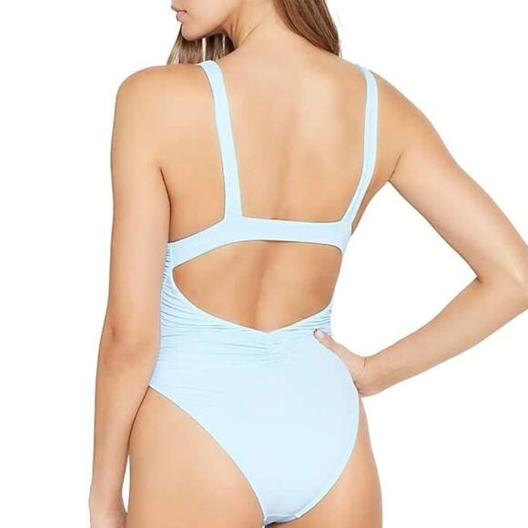 L Space NWT Sydney Sky Blue Plunging Cutout Back One-Piece Swimsuit Size 12 - Picture 4 of 10
